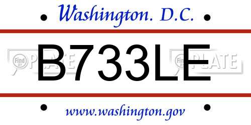 B733LE District Of Columbia License Plate
