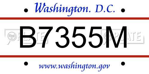 B7355M District Of Columbia License Plate