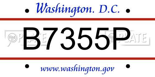 B7355P District Of Columbia License Plate