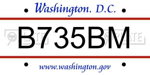B735BM District Of Columbia License Plate