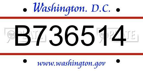 B736514 District Of Columbia License Plate
