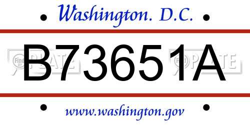 B73651A District Of Columbia License Plate