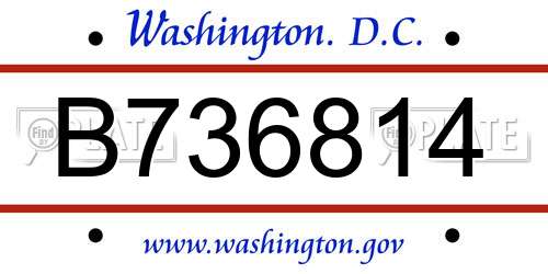 B736814 District Of Columbia License Plate