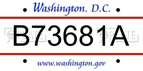 B73681A District Of Columbia License Plate