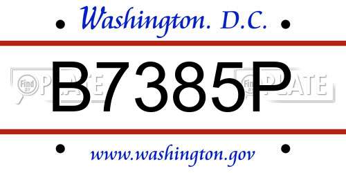 B7385P District Of Columbia License Plate