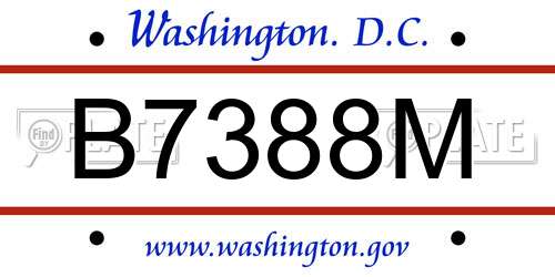 B7388M District Of Columbia License Plate