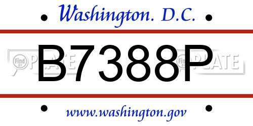 B7388P District Of Columbia License Plate