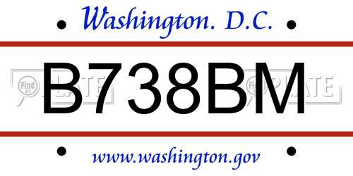 B738BM District Of Columbia License Plate