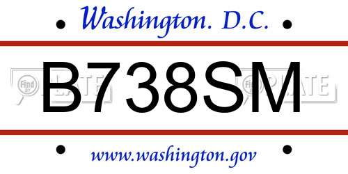 B738SM District Of Columbia License Plate