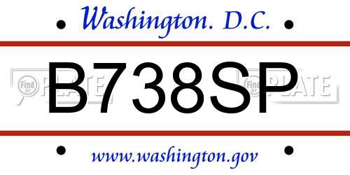 B738SP District Of Columbia License Plate