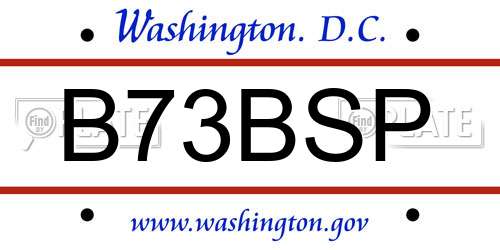 B73BSP District Of Columbia License Plate