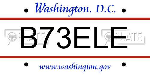 B73ELE District Of Columbia License Plate