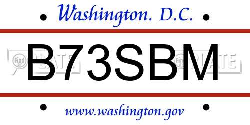 B73SBM District Of Columbia License Plate