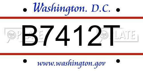 B7412T District Of Columbia License Plate