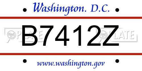 B7412Z District Of Columbia License Plate