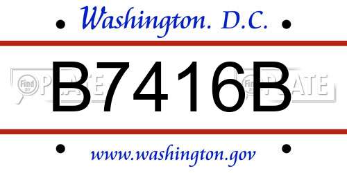 B7416B District Of Columbia License Plate