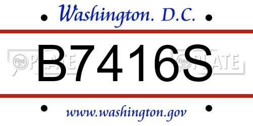 B7416S District Of Columbia License Plate