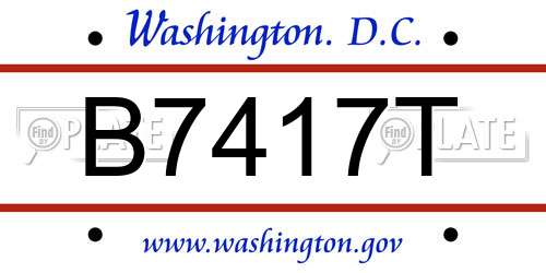 B7417T District Of Columbia License Plate