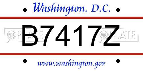 B7417Z District Of Columbia License Plate