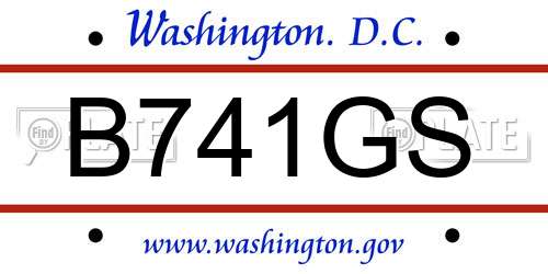 B741GS District Of Columbia License Plate