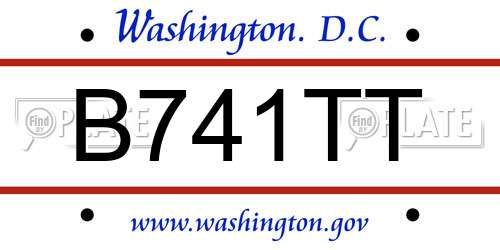 B741TT District Of Columbia License Plate