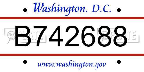 B742688 District Of Columbia License Plate