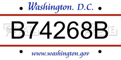 B74268B District Of Columbia License Plate