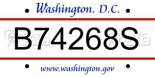 B74268S District Of Columbia License Plate