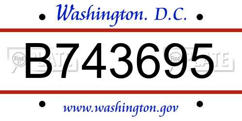 B743695 District Of Columbia License Plate