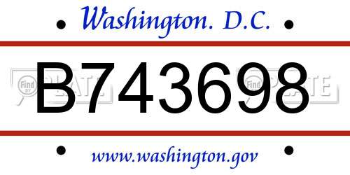 B743698 District Of Columbia License Plate