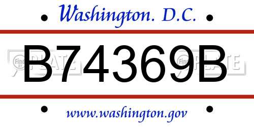 B74369B District Of Columbia License Plate