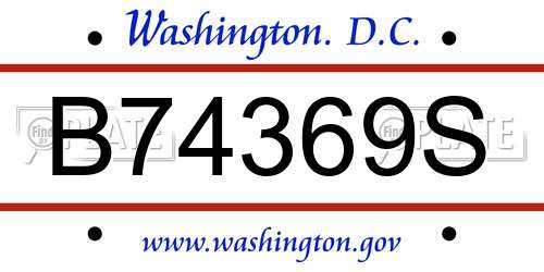 B74369S District Of Columbia License Plate