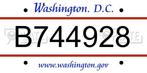 B744928 District Of Columbia License Plate
