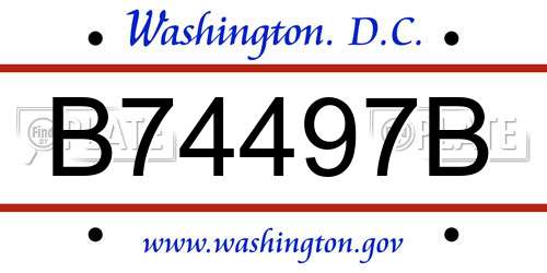 B74497B District Of Columbia License Plate