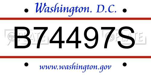 B74497S District Of Columbia License Plate