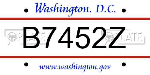 B7452Z District Of Columbia License Plate
