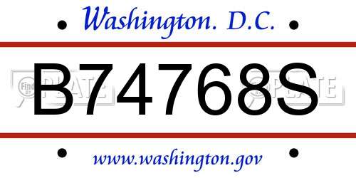 B74768S District Of Columbia License Plate