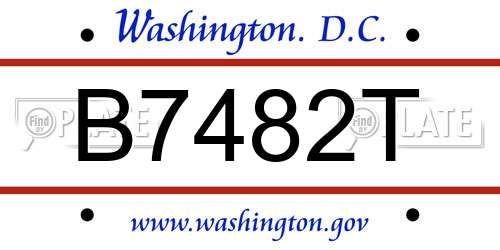 B7482T District Of Columbia License Plate