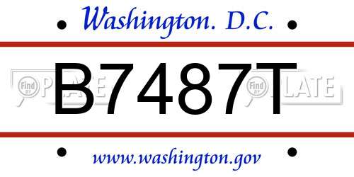B7487T District Of Columbia License Plate