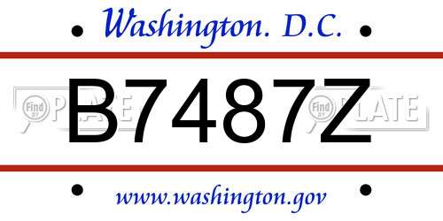 B7487Z District Of Columbia License Plate