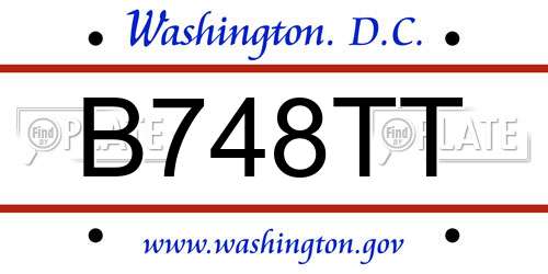 B748TT District Of Columbia License Plate