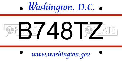 B748TZ District Of Columbia License Plate