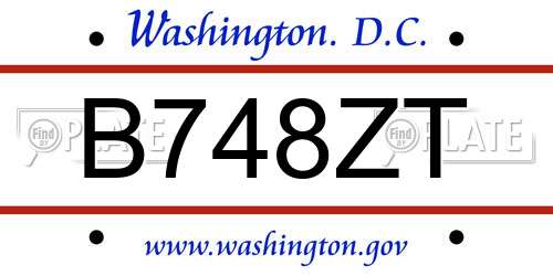 B748ZT District Of Columbia License Plate