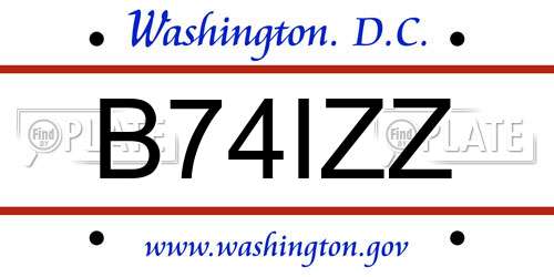 B74IZZ District Of Columbia License Plate