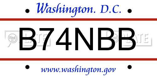 B74NBB District Of Columbia License Plate