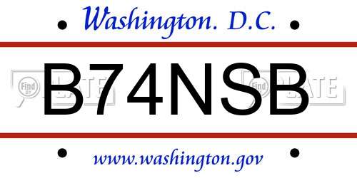 B74NSB District Of Columbia License Plate