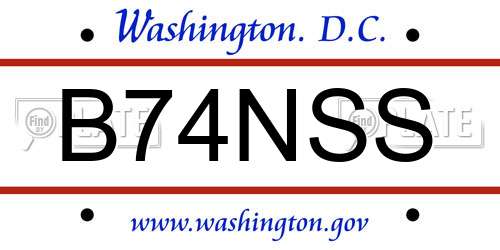 B74NSS District Of Columbia License Plate