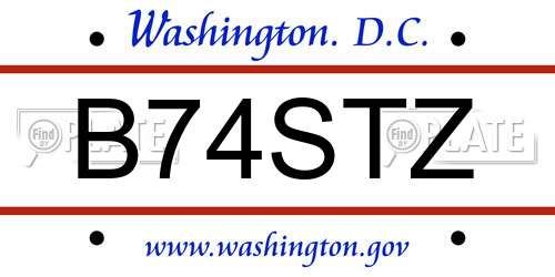 B74STZ District Of Columbia License Plate