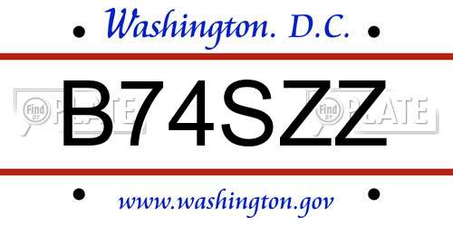 B74SZZ District Of Columbia License Plate