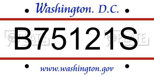 B75121S District Of Columbia License Plate